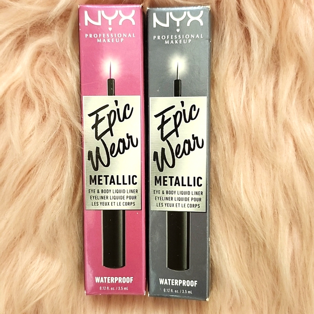 Brand NEW 2CT BUNDLE NYX EPIC WEAR METALLIC EYE & BODY LIQUID LINER